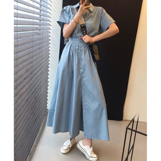Đầm sơ mi bo eo form dài 3 màu (kèm hình thật)