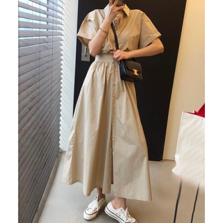 Đầm sơ mi bo eo form dài 3 màu (kèm hình thật)