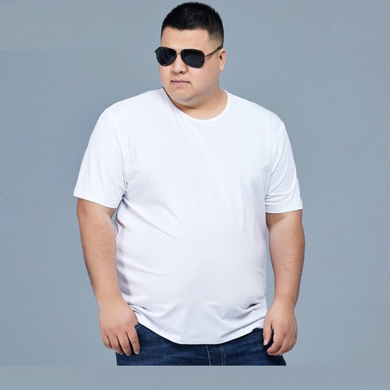 Áo Thun Nam Big Size Basic Trơn Cổ Tròn Cộc Tay Vải Cotton Co Giãn Mát Thấm Hút Mồ Hôi-D045