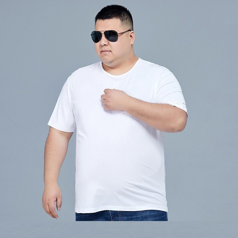 Áo Thun Nam Big Size Basic Trơn Cổ Tròn Cộc Tay Vải Cotton Co Giãn Mát Thấm Hút Mồ Hôi-D045