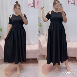 Đầm maxxi khoét vai bigsize nữ từ 69kg đến 95kg