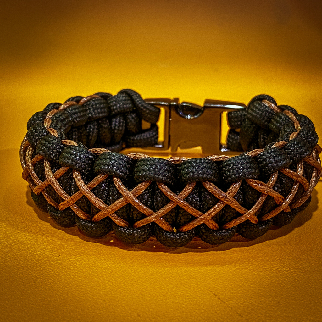 vòng tay paracord cobra đen mix minicord nâu tối