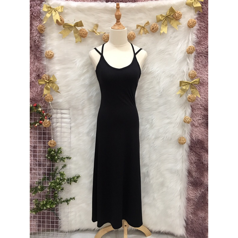 Váy Đầm Thun Hàn Quốc Hở Lưng có mút ngực - 2 hand - hiệu Mini Skirt- Size S