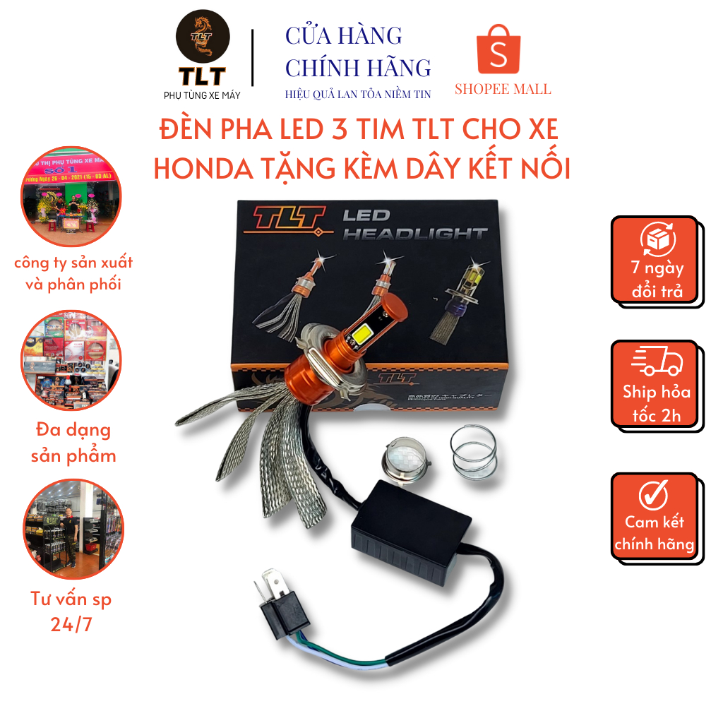 Đèn pha led xe máy TLT chup led cps tăng sáng cho các dòng xe Honda thương hiệu Thái Lan bảo hành 12 tháng