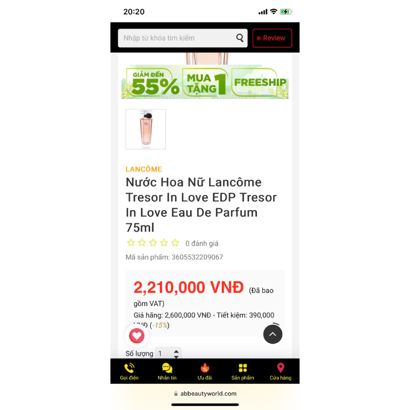 Mình pass nước hoa chính hãng của Lancome