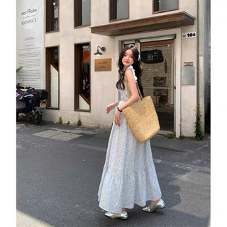 Váy 2 dây hoa nhí dáng dài chun ngực