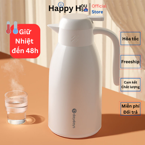 Phích nước giữ nhiệt đến 48h Daydays dung tích 1L-2L nhựa PP lõi thủy tinh cao cấp an toàn