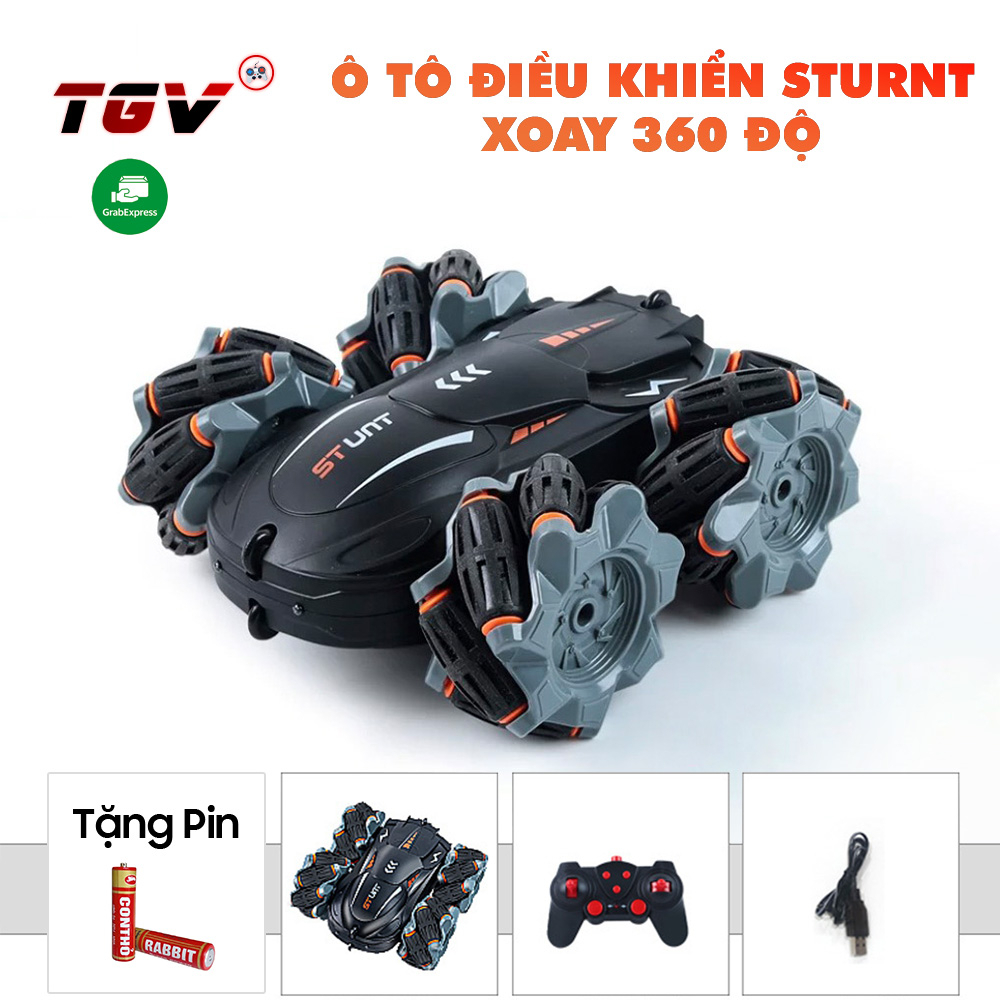 Ô tô Stunt điều khiển từ xa - điều khiển siêu nhạy - đồ chơi điều khiển từ xa xoay tròn 360 độ 6 hướng