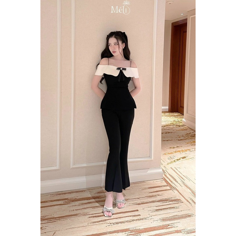 SÉT BỘ ÁO RỚT VAI ,QUẦN LOE XẺ LAI BigSiZe Nữ 69kg đến 95kg