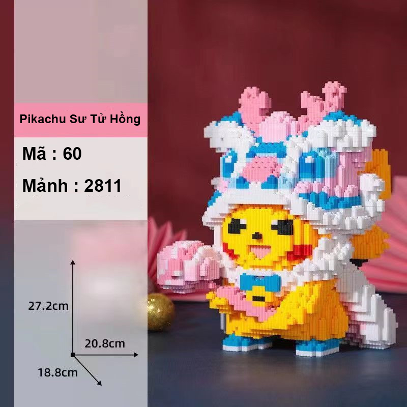 Mô hình lắp ráp bearbrick 42cm đồ chơi xếp hình pikachu thông minh dành cho trai và gái