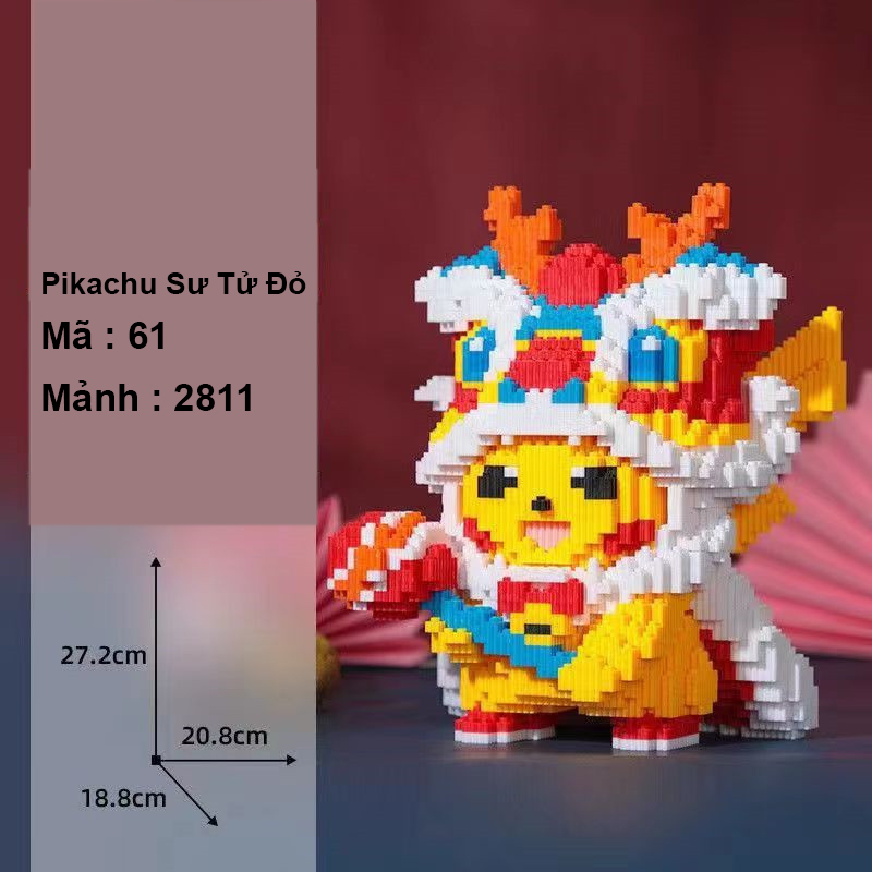 Mô hình lắp ráp bearbrick 42cm đồ chơi xếp hình pikachu thông minh dành cho trai và gái