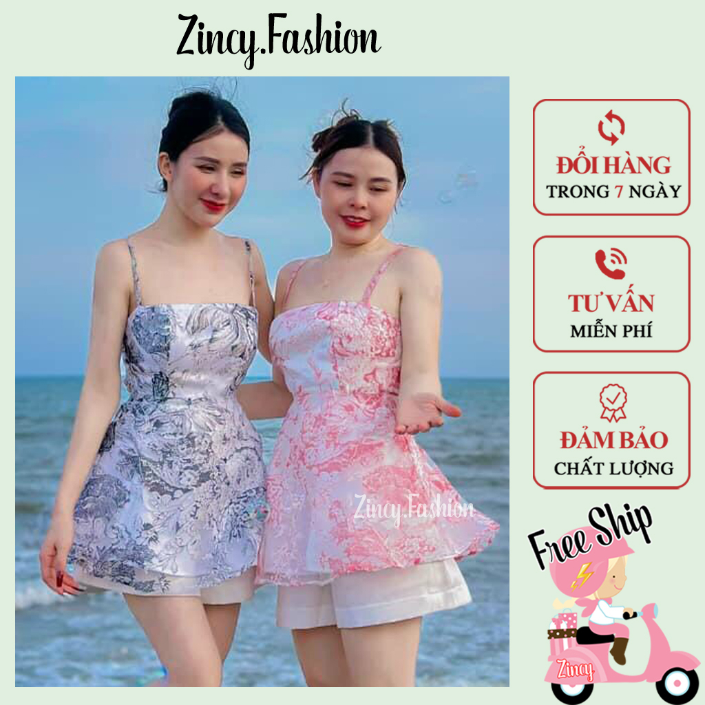 Set áo peplum 2 dây kèm quần short set đồ đi biển cá tính Zincy SAQPEP02