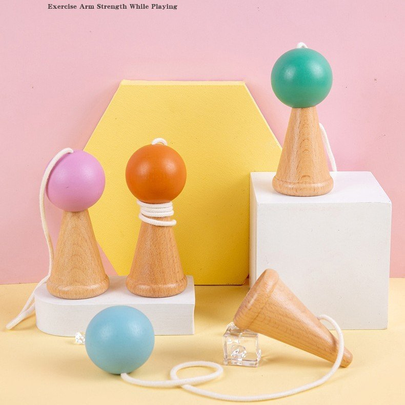 Đồ chơi truyền thống của Nhật Bản Kendama bằng gỗ (phiên bản tối giản)