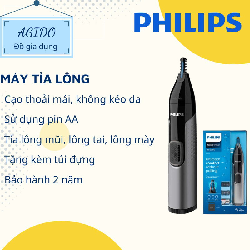 Máy tỉa lông mũi lông tai lông mày Philips NT3650 - Hàng chính hãng
