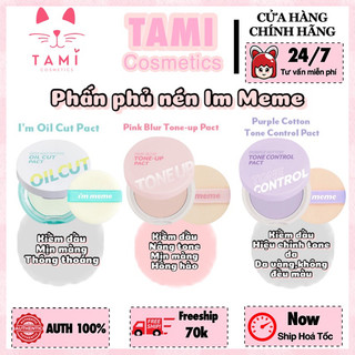 Phấn Phủ I’m Meme Pink Blur Tone Up/ Purple Cotton Tone Control/ Skin Mattifying Oil Cut Pact
