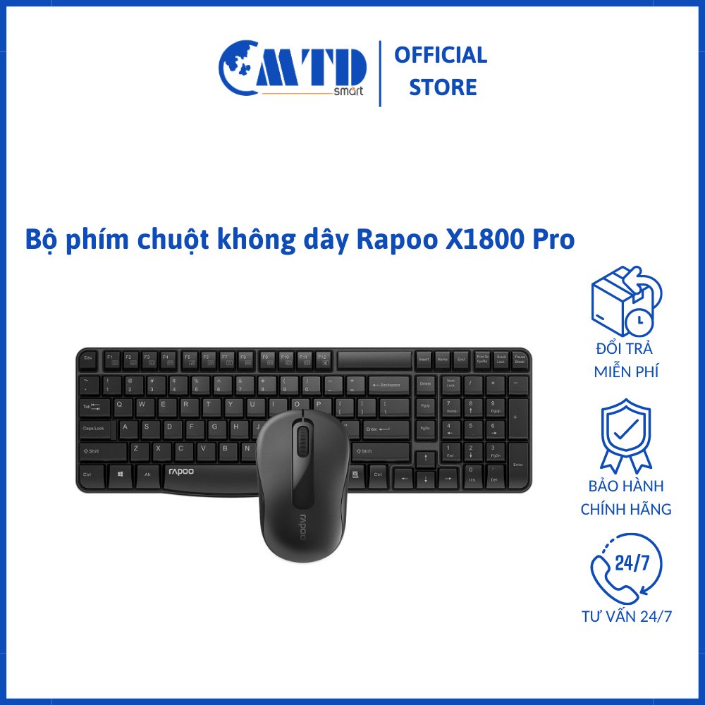 Bàn phím + Chuột không dây Rapoo X1800 Pro - Bảo hành 12 tháng