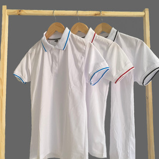 Áo thun polo vải cá sấu mè màu trắng unisex áo thun cổ bẻ co dãn 4 chiều