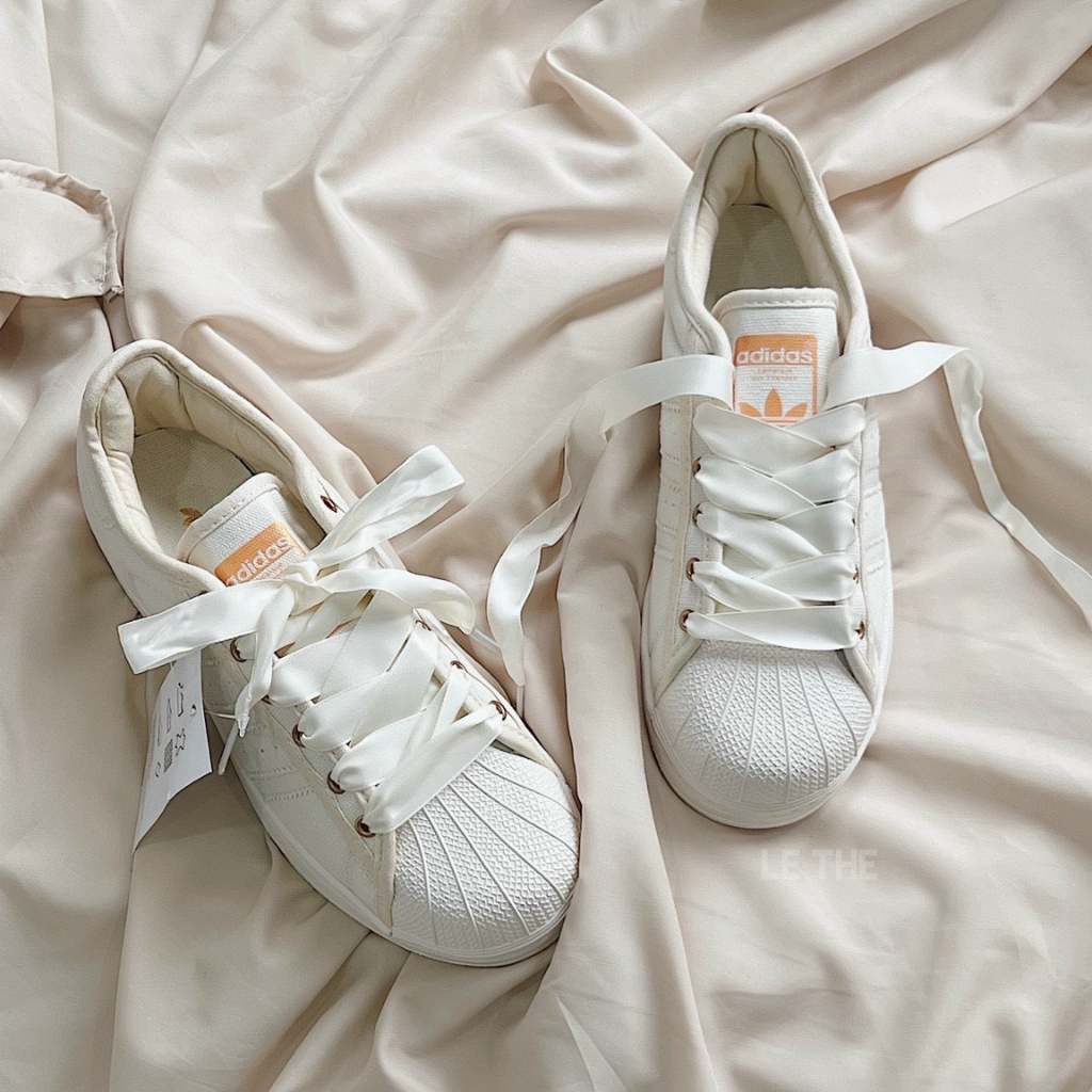 Giày sneaker sò canvas màu kem-full box