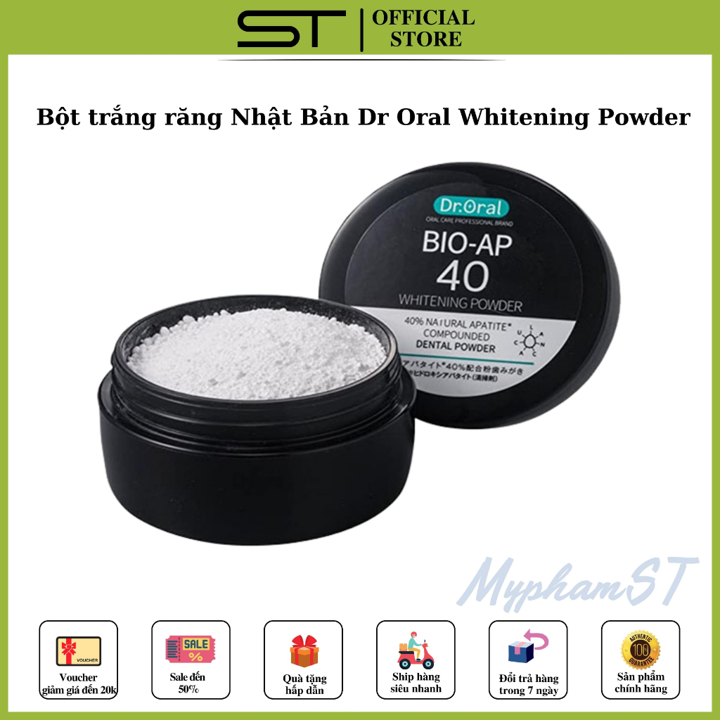 Bột trắng răng Nhật Bản Dr Oral Whitening Powder 26g. hoàn toàn từ thiên nhiên
