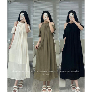 Váy Maxi Lụa Tơ Khoét Vai Hàn Quốc, Dáng  Siêu Xinh, Hàng Cao Cấp Loại 1, Freesize Dưới 65kg