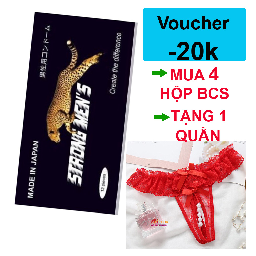 Mua 4 hộp tặng quần Bao cao su (bcs) Strong mens siêu mỏng có gai size 49mm hộp 12 cái