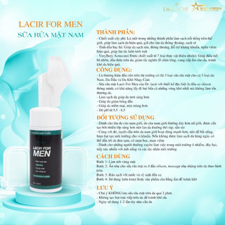 Sữa Rửa Mặt Nam Lacir For Men Thương Hiệu Dr.Lacir Có Đầu Cọ Sillicon Sạch Gấp 10 lần 150ml