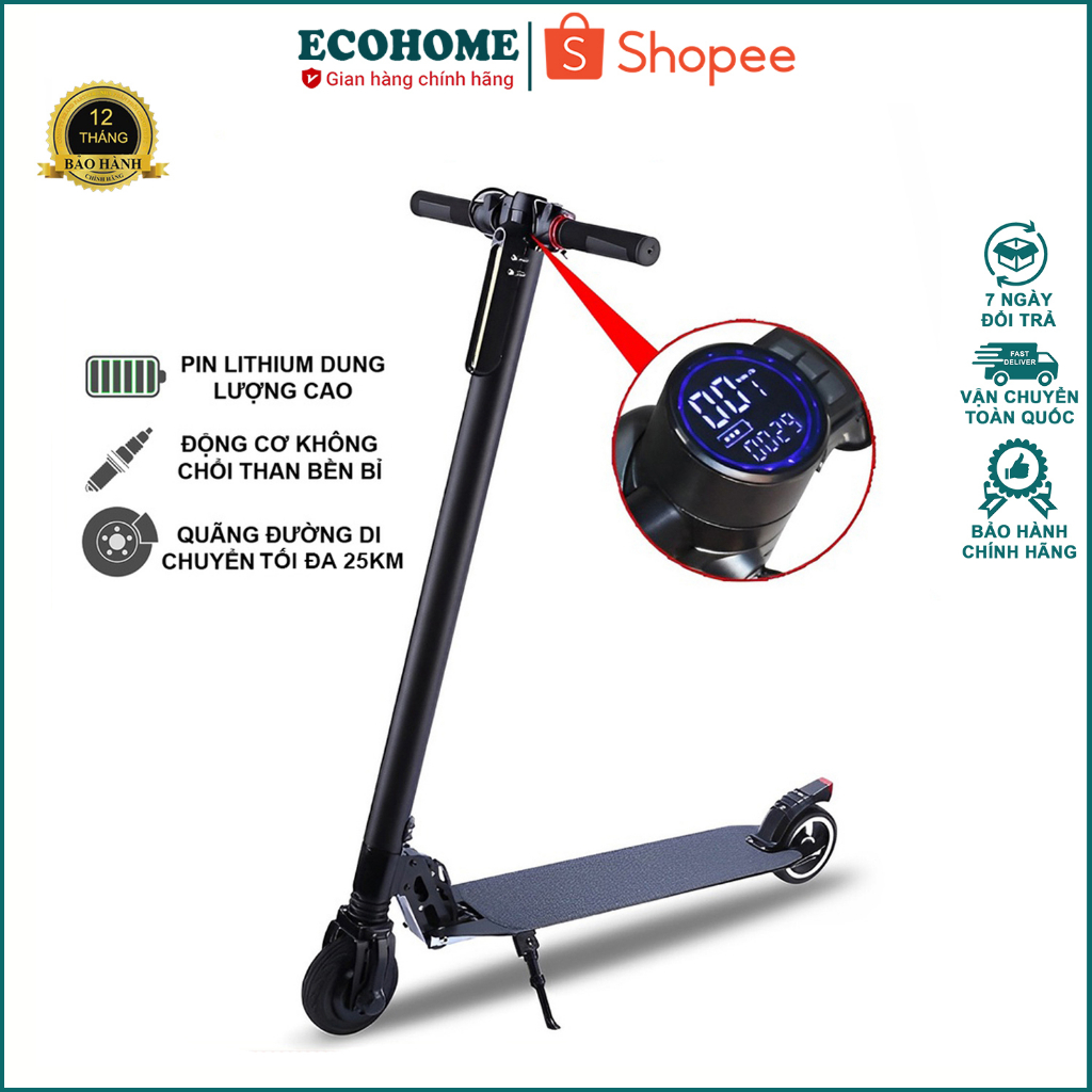 Xe Scooter Điện Gấp Gọn Đa Năng, Pin LITHIUM 36V-9AH, Đi Tối Đa 25km, Màn Hình Led Cao Cấp, Chịu Tải Lên Đến 150kg