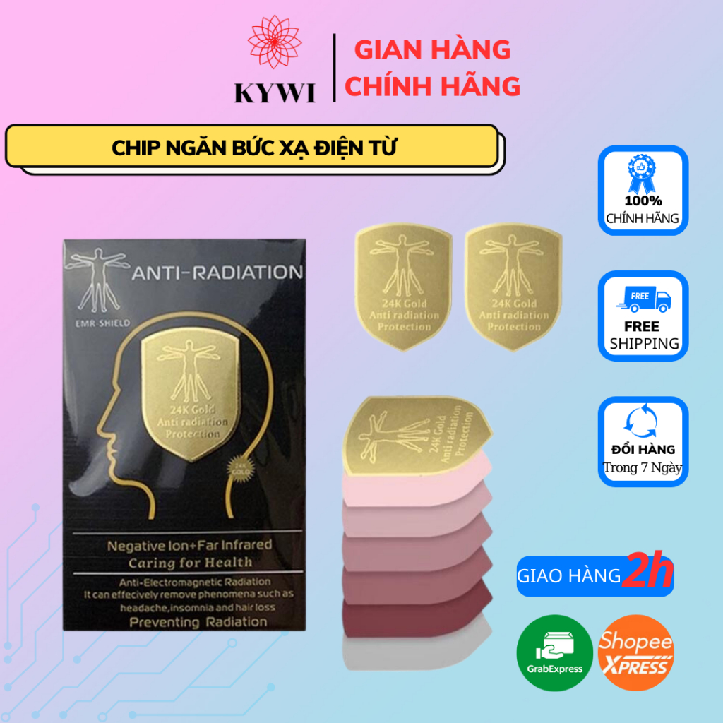 [ NEW ]Chip Ngăn Bức Xạ Điện Từ Hàn Quốc GC - 24K Gold, Miếng Dán Điện Thoại Chống Bức Xạ Có Hại Với Con Người