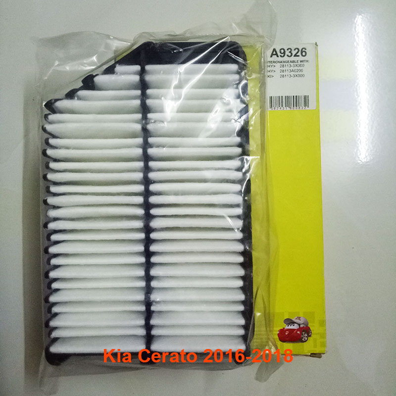 Lọc gió động cơ Kia Cerato Việt Nam 1.6L và 2.0L 2016, 2017, 2018 mã A9326, mã phụ tùng 281133X000
