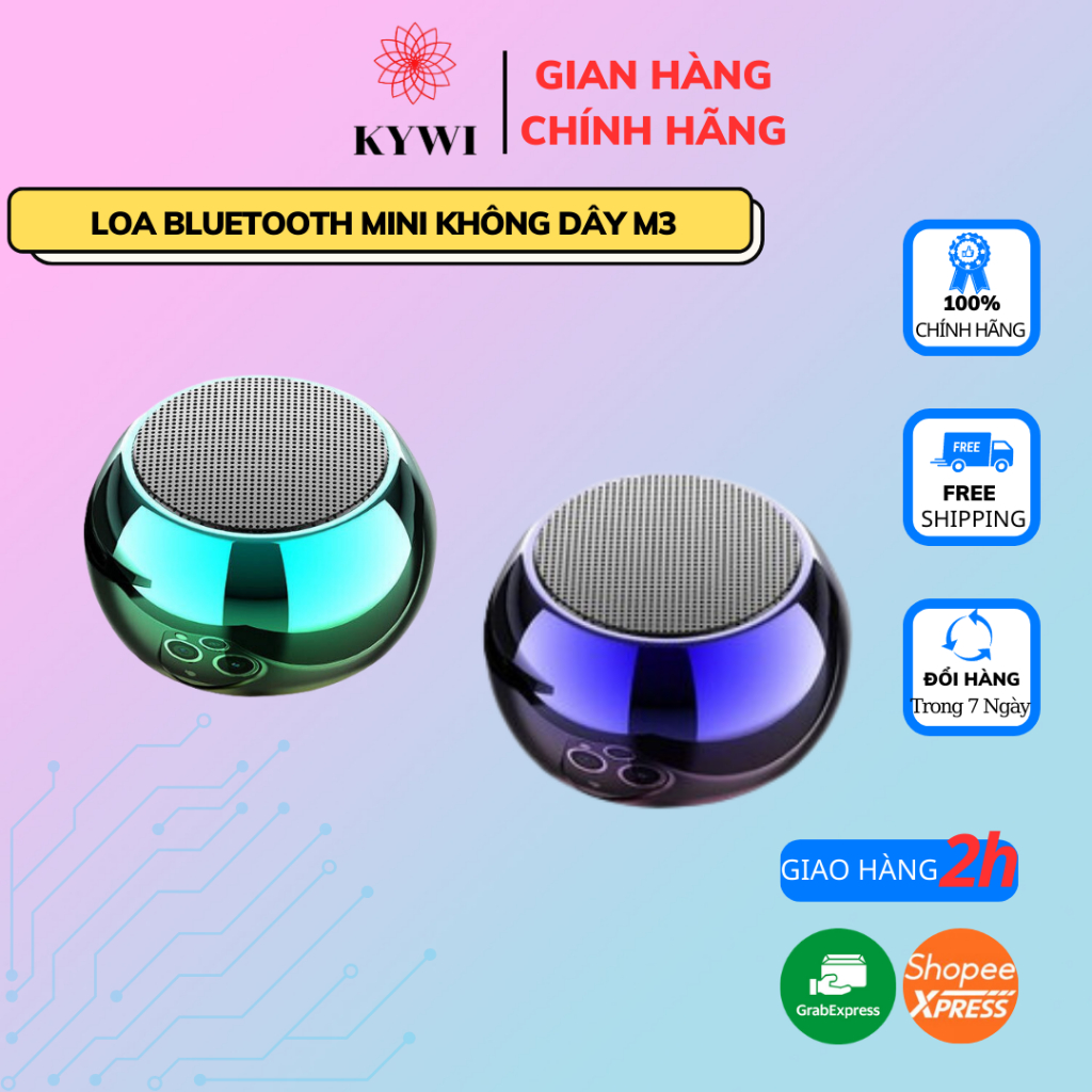 Loa bluetooth mini không dây nghe nhạc kết nối được 2 loa KYWI W3 âm thanh hay vỏ kim loại nhiều màu