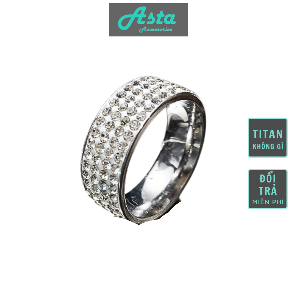 Nhẫn nam nữ đính đá lấp lánh DRING Asta Accessories titan không gỉ sang trọng cá tính  - Nhẫn DRING