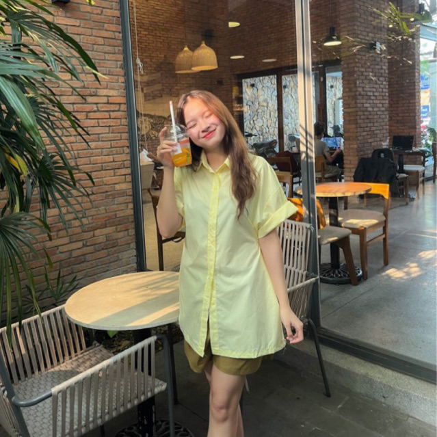 Set sơ mi nhiều màu cộc khuy eo kèm short, set sơ mi thắt eo hottrend