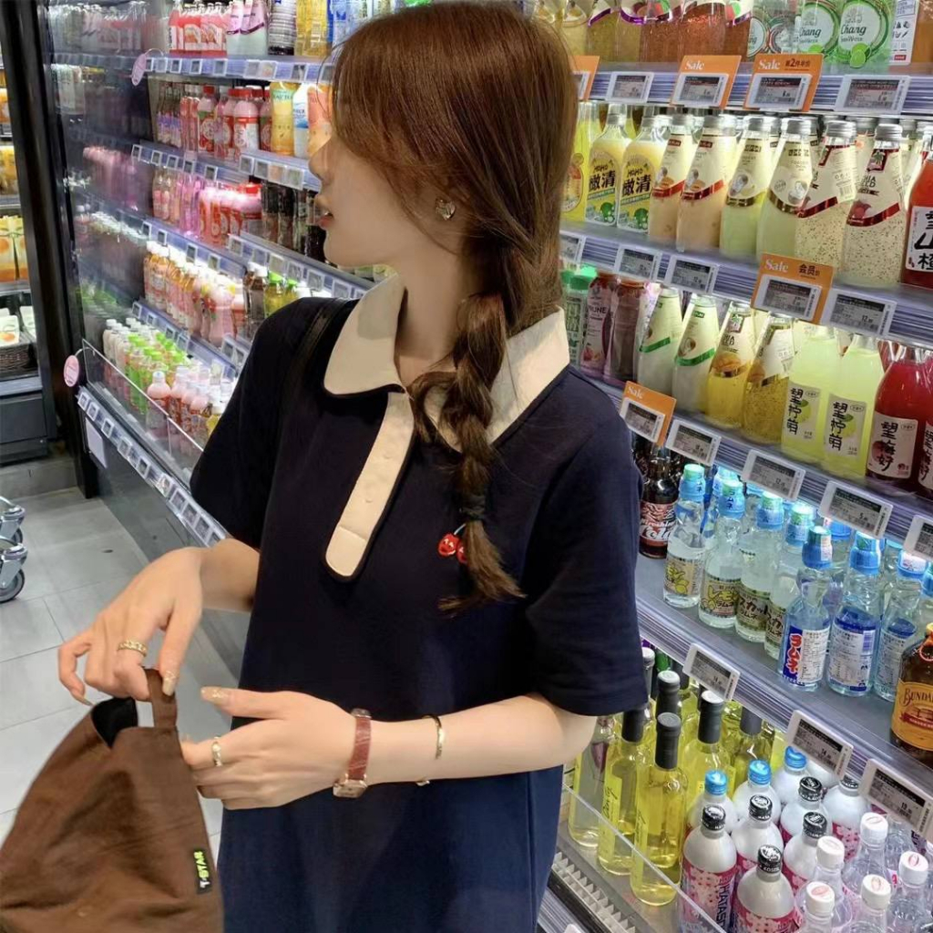 Váy Polo Đầm Nữ Ngắn Tay Dáng Suông Chữ A Form Rộng Váy Thun Thiết Kế Basic Kiểu Hàn Quốc Đi Chơi Mùa Hè Chali V209