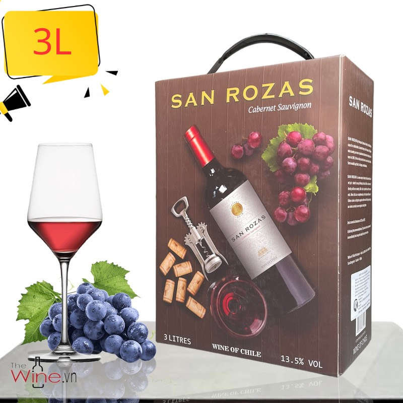 Rượu vang bịch nhập khẩu Chile SAN ROZAS 3L