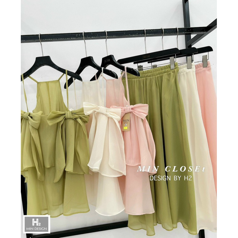 Đầm Tơ Cổ Yếm Dài Xếp Tầng Tiểu Thư Chuẩn Hàng Thiết Kế, 3 Màu: Trắng/Hồng/Xanh