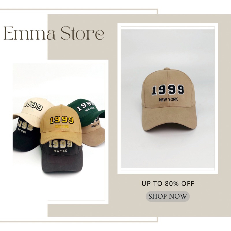 Mũ lưỡi trai nam nữ chất vải kaki cao cấp thêu chữ 1999 phong cách Hàn Quốc