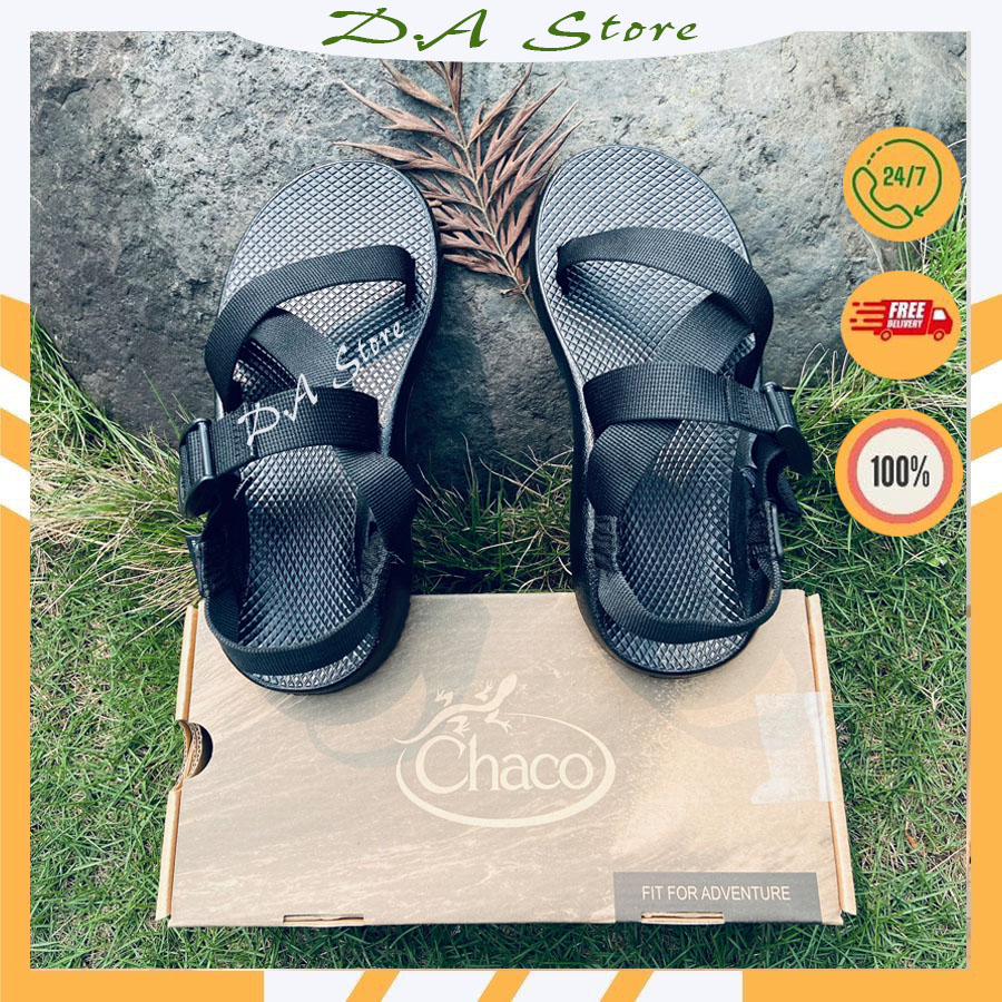 Dép nam nữ sandal Chaco mẫu ĐEN FULL đế QUẾ thơm cao cấp D.A Store Dép Nam Nữ Quai Hậu Bền Bỉ, Năng Động