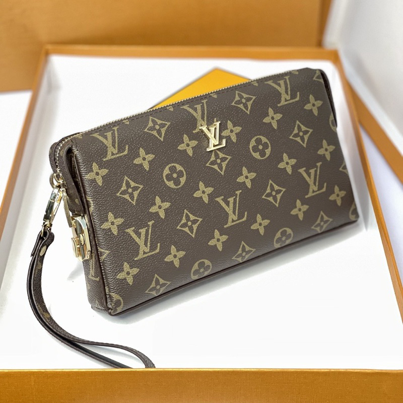 Ví cầm tay - Clutch Nam LV Khoá Số Bảo Mật Da bò Đẳng Cấp Nhiều Ngăn LV-666