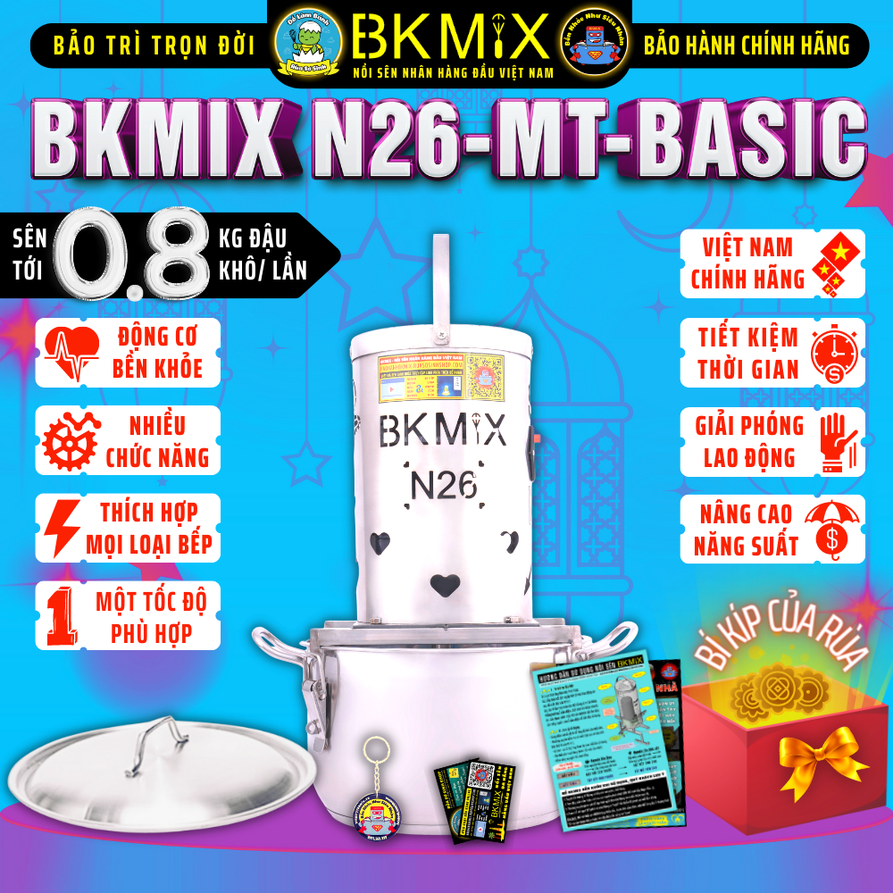 Nồi sên nhân BKMIX 0.8KG N26-MT-BASIC (một tốc)