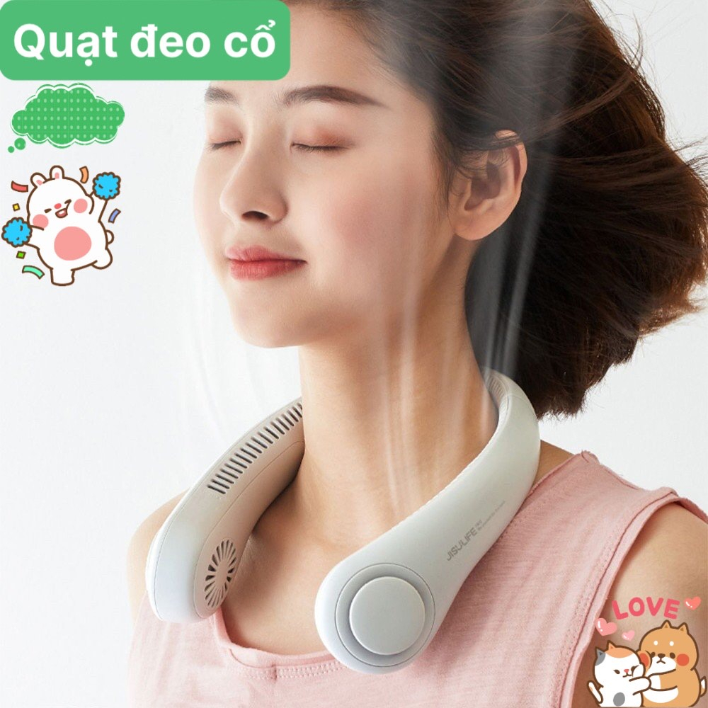 Quạt Đeo Cổ mini JISULIFE, Quạt đeo cổ không dây tiện lợi,Quạt tích điện