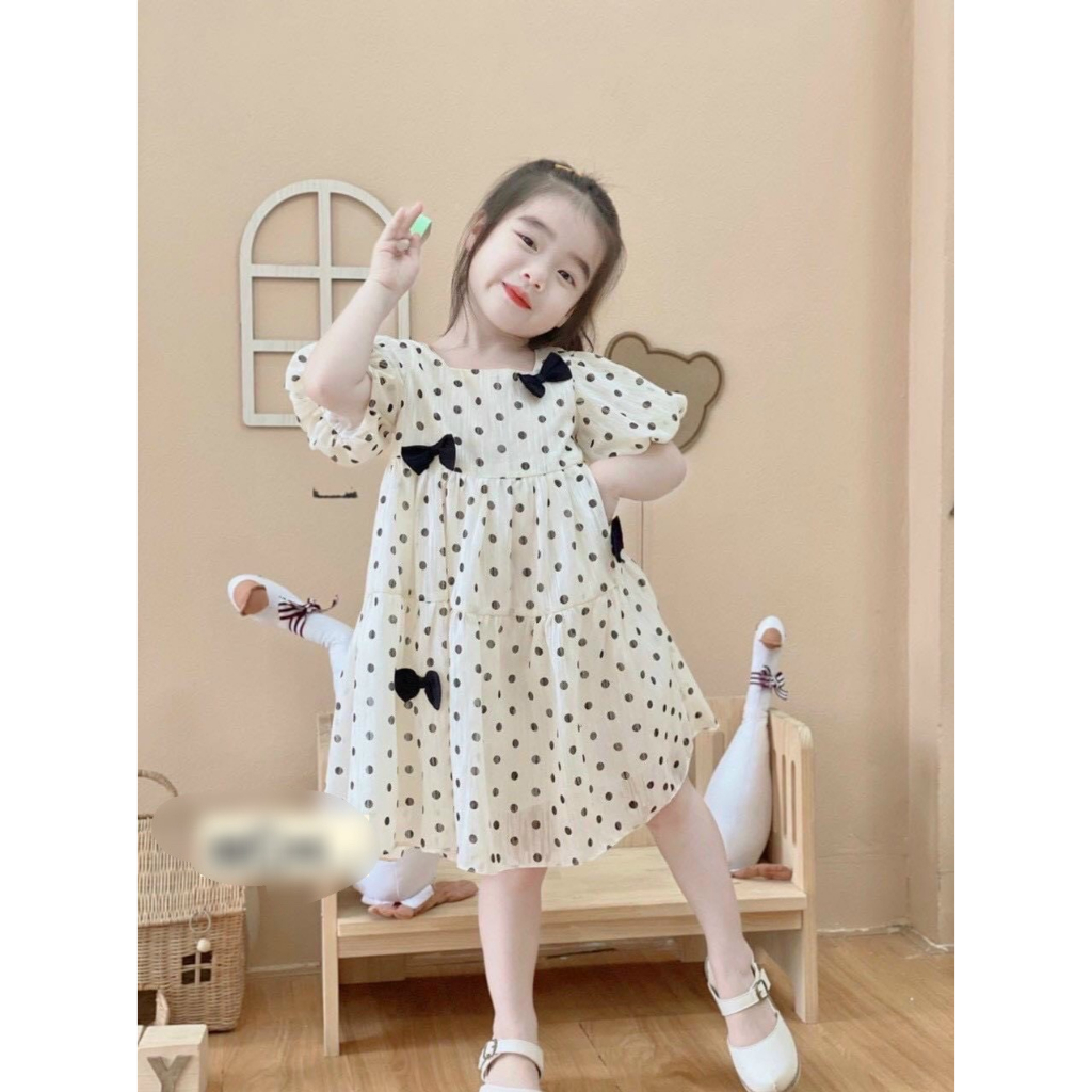 Váy chấm bi 4 nơ công chúa siêu xinh