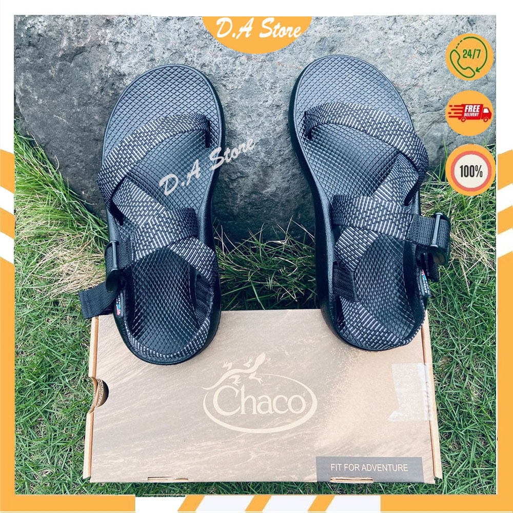 Sandal Chaco mẫu XÁM ĐẬM đế QUẾ thơm cao cấp D.A Store dép nam nữ bền bỉ, năng động dép xăng đan