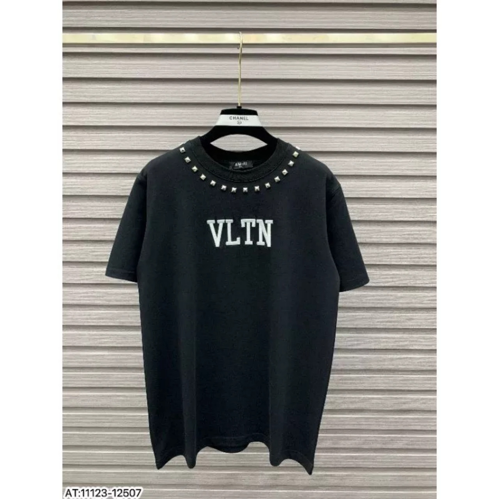 Áo Thun VLTN Cổ Đính Đá - Áo Phông Chất Cotton Mát Mẻ Dáng Rộng Nam Nữ