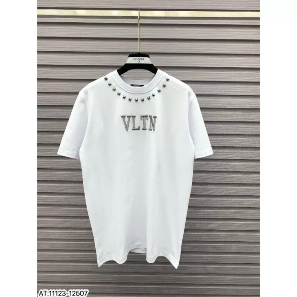 Áo Thun VLTN Cổ Đính Đá - Áo Phông Chất Cotton Mát Mẻ Dáng Rộng Nam Nữ