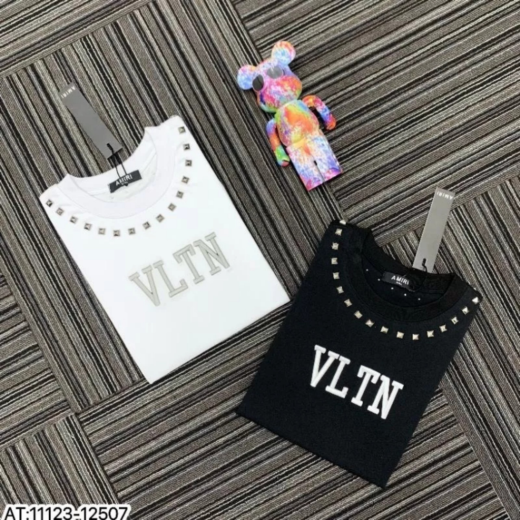 Áo Thun VLTN Cổ Đính Đá - Áo Phông Chất Cotton Mát Mẻ Dáng Rộng Nam Nữ