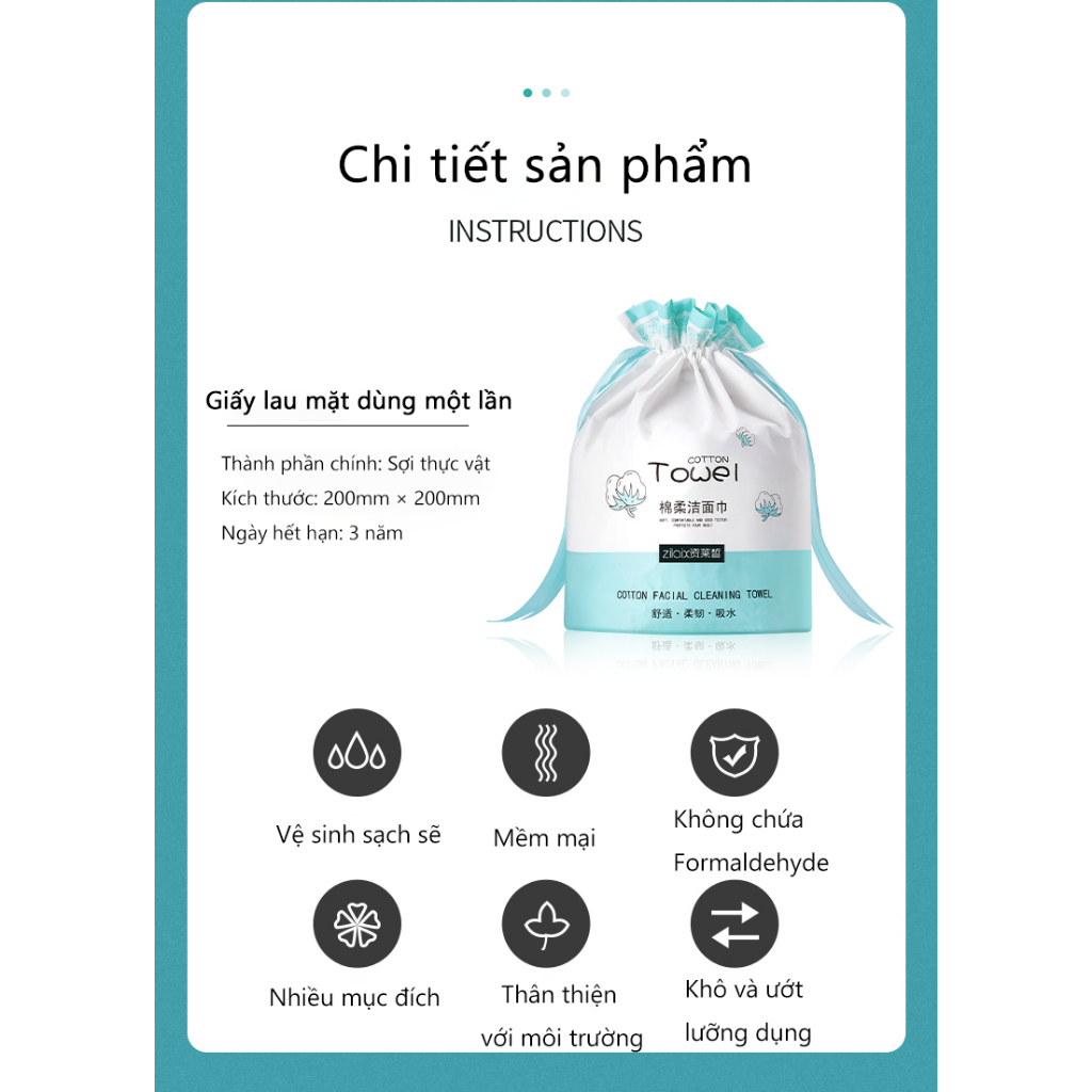 Henry Khăn mặt khô dùng 1 lần lau khô, lau ướt - Giấy lau mặt dùng một lần 70 tờ/gói