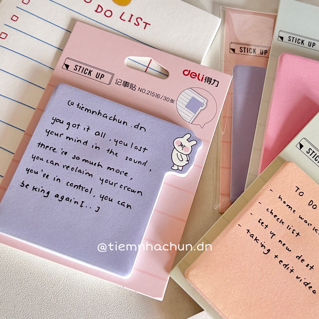 GIẤY GHI CHÚ STICKY NOTE DELI MÀU SẮC CUTE  - tiệm nhà chun