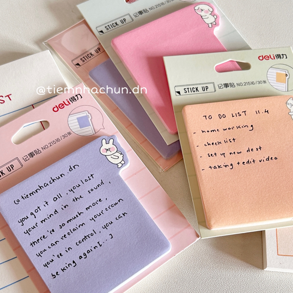 GIẤY GHI CHÚ STICKY NOTE DELI MÀU SẮC CUTE  - tiệm nhà chun