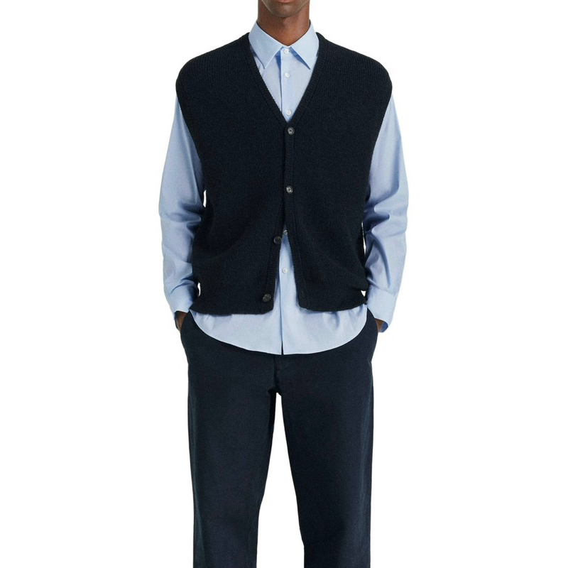 Áo gi lê nam Zara authentic KNIT WOOL AND ALPACA BLEND VEST size S