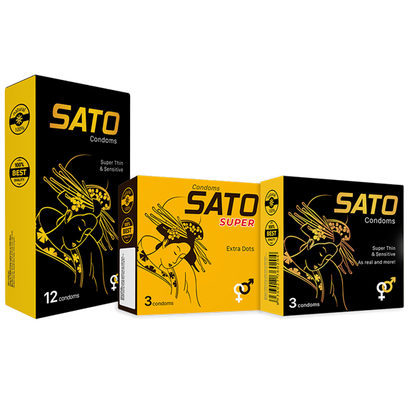 Bao cao su -Sato - BCS siêu mỏng ,gân gai - Cảm giác chân thật